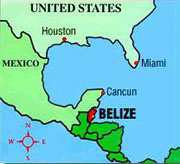 Belize - poloha na mape