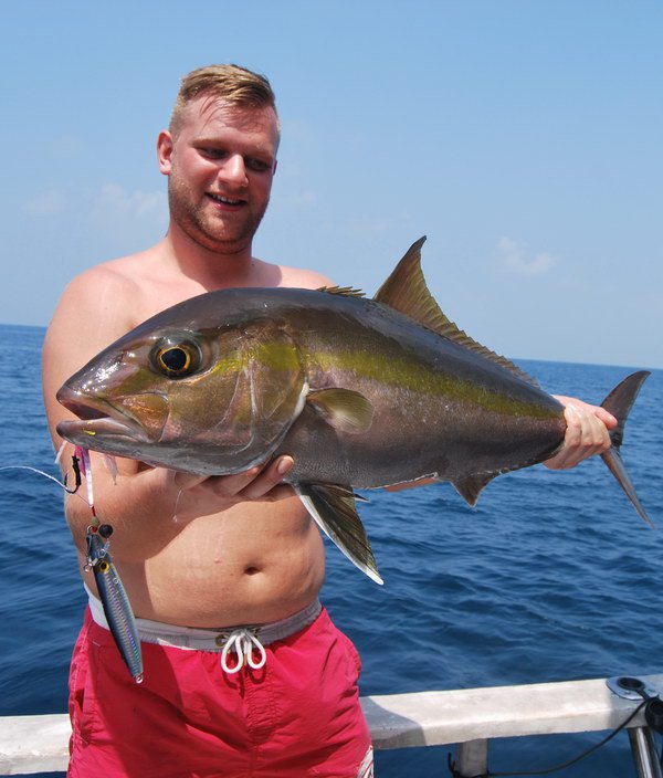 amberjack - kranas Dumerillův Amberjack ulovený na jig