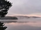 rano na jezere, vyhled od chaty Sundholmen
