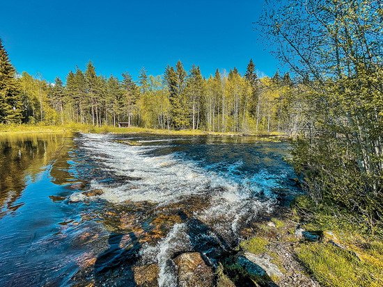 Hallesjo, přítok - až sem se dá dojet lodí Hallesjo, přítok - až sem se dá dojet lodí