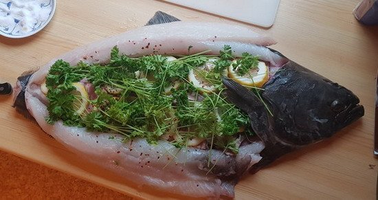 Halibut před upečením