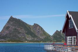 Steigen Sjohus - vyhled z terasy Steigen Sjohus - vyhled z terasy