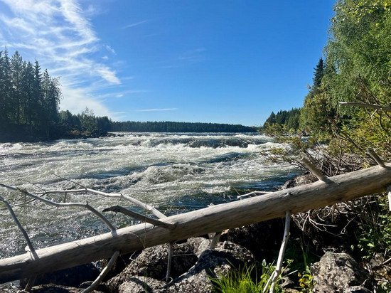 peřeje na Vindelalven za vysokeho stavu vody